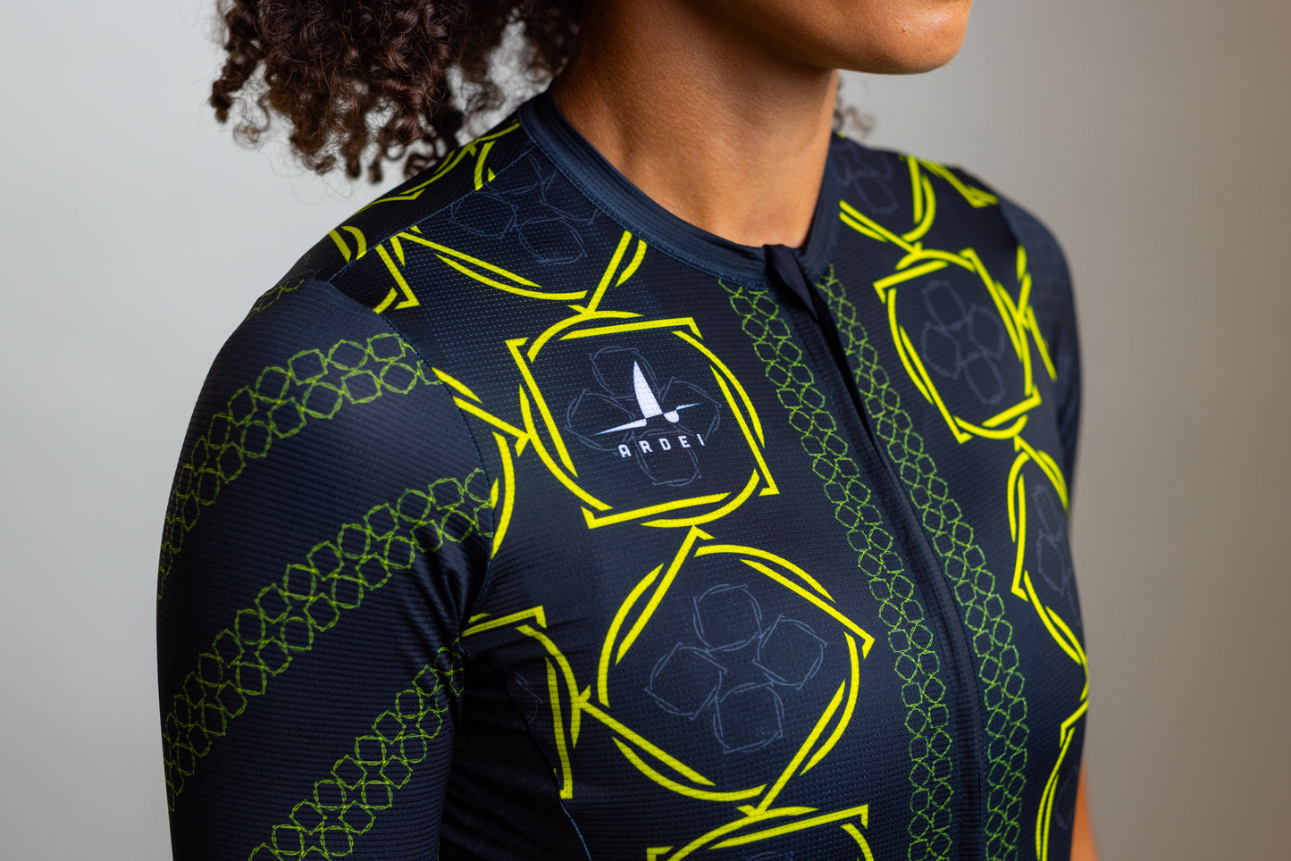 Women’s Black & High-Vis Yellow Cycling Jersey – Boujeecletta by Ardei | Lightweight, Race Fit, Breathable