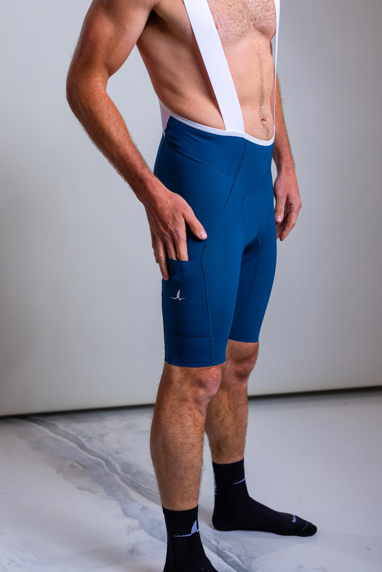 Men's Cargo Bib Shorts - Peacock Blue
