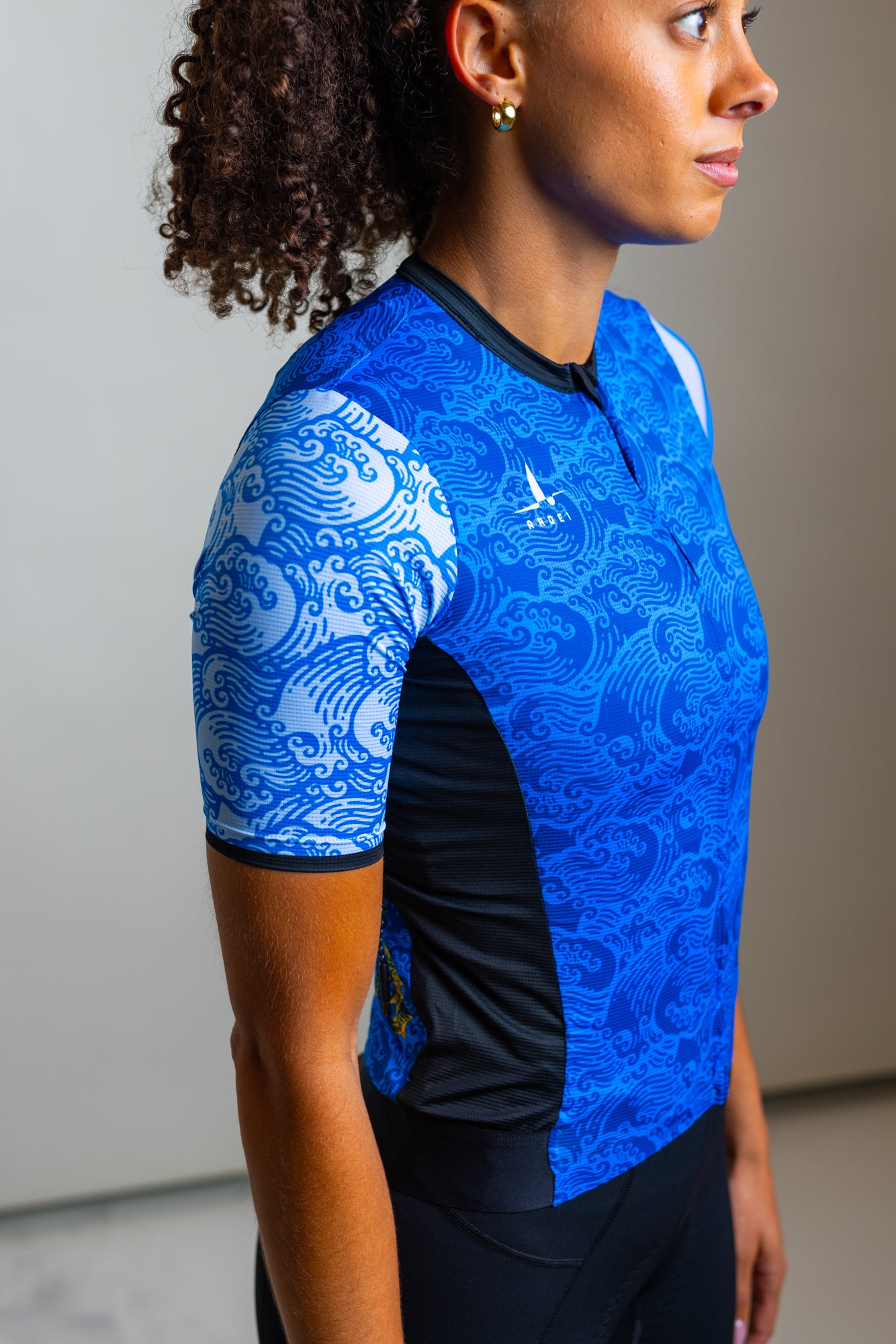 Women’s Blue & White Cycling Jersey – Tidebreaker by Ardei | Lightweight, Race Fit, Breathable