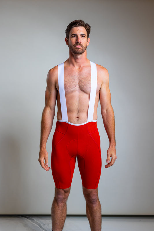 Men's Cargo Bib Shorts - Red