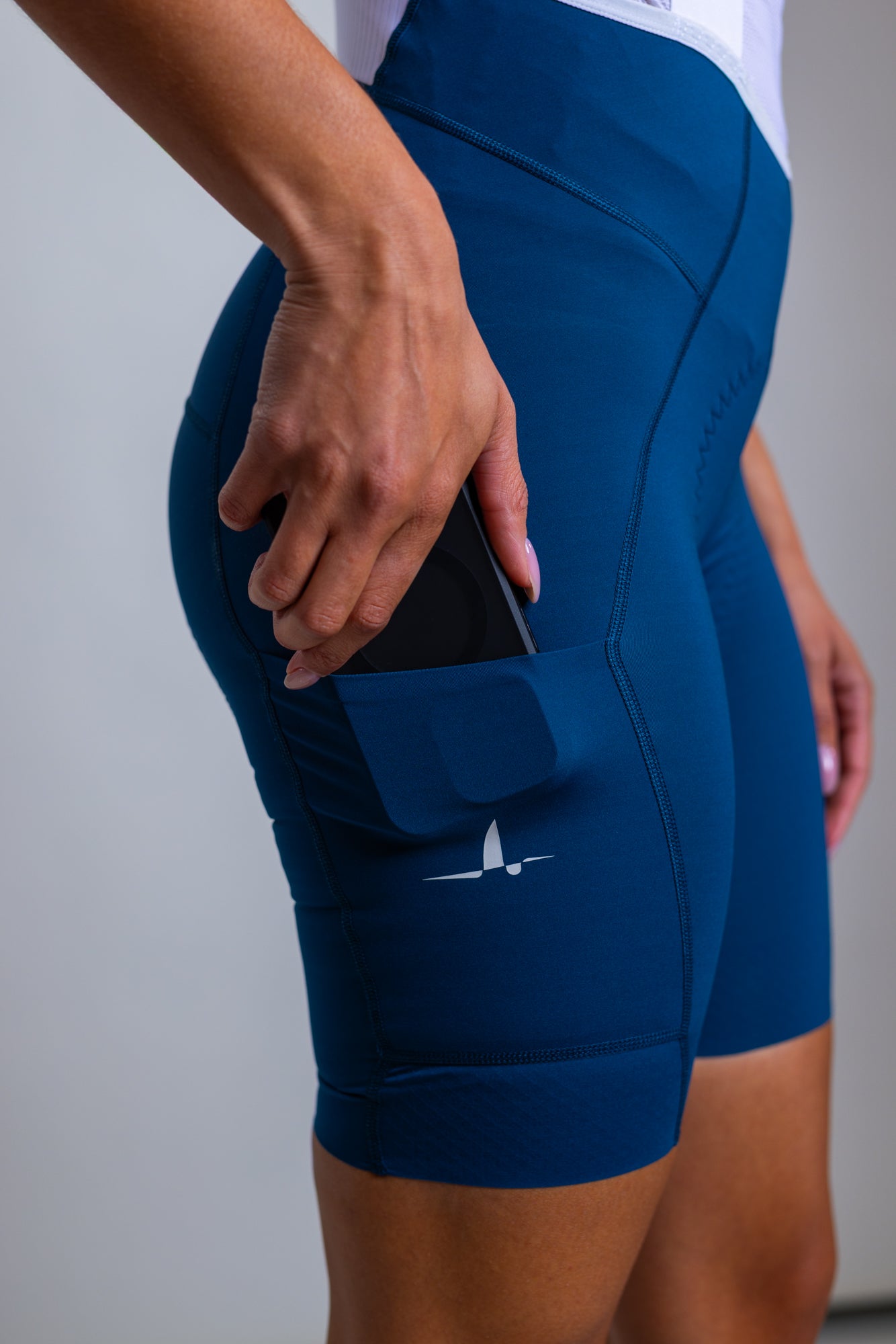 Women's Cargo Bib Shorts - Peacock Blue
